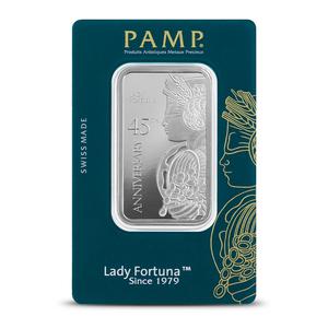 Switzerland / Silver Ounce Bar - PAMP Fortuna 45th Anniversary - reverse photo