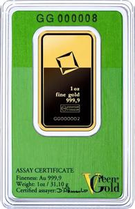 Switzerland / Gold Ounce Bar - Valcambi Green Gold - reverse photo