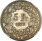 Switzerland / Five Francs 1873 - reverse photo