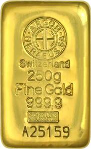 Switzerland / Gold Quarter Kilo Bar - Argor-Heraeus, Cast - reverse photo