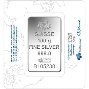 Switzerland / Silver One Hundred Grams Bar - PAMP Fortuna - obverse photo