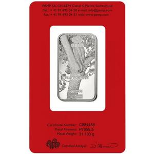 Switzerland / Platinum Ounce Bar 2022 Year of the Tiger - obverse photo