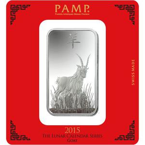 Switzerland / Silver One Hundred Grams Bar 2015 Year of the Goat - reverse photo