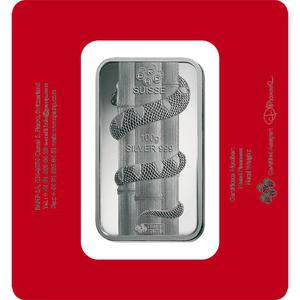 Switzerland / Silver One Hundred Grams Bar 2013 Year of the Snake - obverse photo