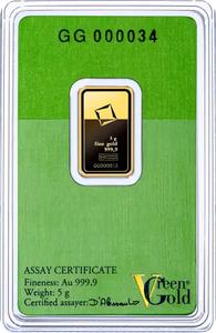 Switzerland / Gold Five Grams Bar - Valcambi Green Gold - reverse photo