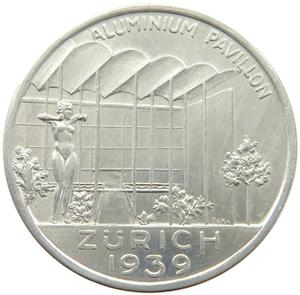 Switzerland / Zurich Aluminium Pavilion 1939 Medal - reverse photo