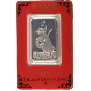 Switzerland / Platinum Ounce Bar 2020 Year of the Rat - reverse photo