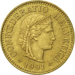 Switzerland / Five Centimes (Rappen) 1991 - obverse photo