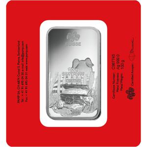 Switzerland / Silver One Hundred Grams Bar 2019 Year of the Pig - obverse photo