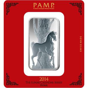 Switzerland / Silver One Hundred Grams Bar 2014 Year of the Horse - reverse photo