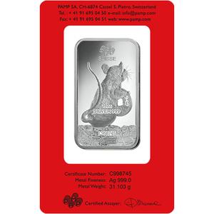 Switzerland / Silver Ounce Bar 2020 Year of the Rat - obverse photo