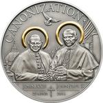 Tanzania / One Thousand Shillings Silver 2014 Canonization of the Popes / Gilded Antique Finish - reverse photo