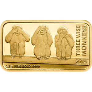 Tanzania / Gold Half Gram 2014 Three Wise Monkeys - reverse photo