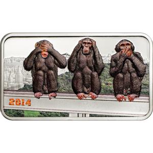 Tanzania / Silver Ounce 2014 Three Wise Monkeys - reverse photo