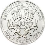 One Thousand Francs Silver 2010 Blue Sunbird: Photo Coin, Togo, One Thousand Francs Silver 2010 Blue Sunbird / thumbnail