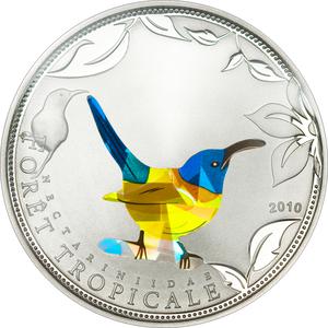 Togo / One Thousand Francs Silver 2010 Blue Sunbird - reverse photo