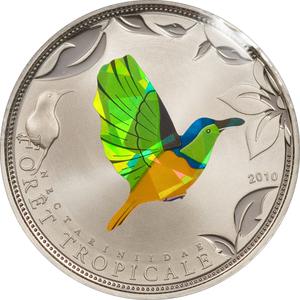 Togo / One Hundred Francs 2010 Green Sunbird - reverse photo
