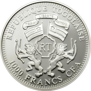 Togo / One Thousand Francs Silver 2011 Elephant - obverse photo