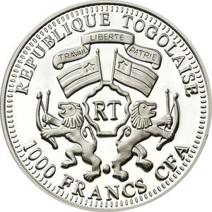 Togo / One Thousand Francs 2012 Year of the Dragon - obverse photo