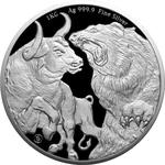 Silver Kilo 2022 Bull and Bear: Photo 2022 1 Kilo Tokelau Bull and Bear Silver Coin (BU) / thumbnail