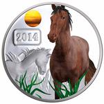 Tokelau / Silver Ounce 2014 Year of the Horse / Proof, Coloured Reverse - reverse photo