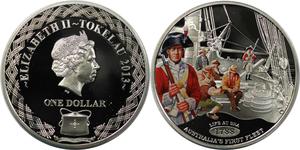 Tokelau / One Dollar Silver 2013 Australia's First Fleet - Life at Sea - obverse photo
