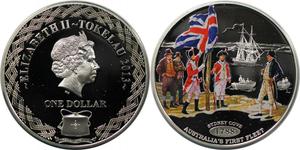 Tokelau / One Dollar Silver 2013 Australia's First Fleet - Sydney Cove - obverse photo
