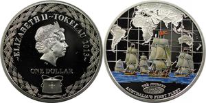 Tokelau / One Dollar Silver 2013 Australia's First Fleet - The Journey - obverse photo