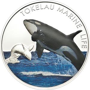 Tokelau / Five Dollars Silver 2012 Orca - reverse photo
