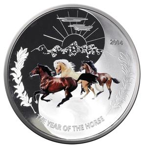 Tokelau / Silver Ounce 2014 Three Horses Ying Yang, Large - reverse photo