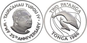 Tonga / Silver Ounce 1986 WWF - reverse photo