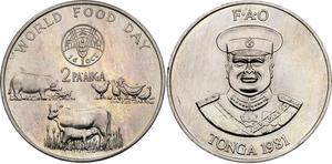Tonga / Two Pa'anga 1981 FAO - World Food Day - obverse photo