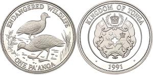 Tonga / Silver Ounce 1991 Pritchard Megapode - obverse photo