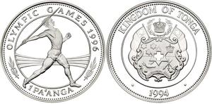 Tonga / Silver Ounce 1994 Olympic Games - Javelin - reverse photo