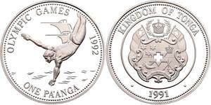 Tonga / Silver Ounce 1991 Olympic Games - Diver - reverse photo