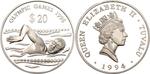 Silver Ounce 1994 Olympic Games - Swimming: Photo Coin, Tuvalu, Silver Ounce 1994 Olympic Games - Swimming / thumbnail