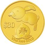 Gold Fifth-Ounce 2011 Year of the Rabbit - Longevity: Photo Coin, Tuvalu, Gold Fifth-Ounce 2011 Year of the Rabbit - Longevity / thumbnail