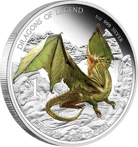Tuvalu / Silver Ounce 2013 Dragons of Legend - European Green Dragon - reverse photo
