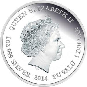Tuvalu / Silver Ounce 2014 Endangered and Extinct - Green Turtle - obverse photo