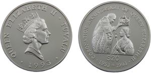 Tuvalu / Silver Ounce 1993 Coronation Anniversary - reverse photo