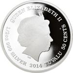 Silver Half Ounce 2014 Asian Elephant: Photo Coin, Tuvalu, Asian Elephant 50 Cents - 2014 - 1/2 Oz - Silver / thumbnail