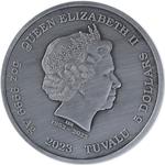 Tuvalu / Silver Five Ounces 2023 Gods of Olympus - Ares / Antique Finish - obverse photo