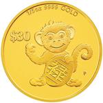 Gold Fifth-Ounce 2016 Year of the Monkey - Longevity: Photo Coin, Tuvalu, Gold Fifth-Ounce 2016 Year of the Monkey - Longevity / thumbnail