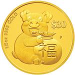 Gold Fifth-Ounce 2019 Year of the Pig - Prosperity: Photo Coin, Tuvalu, Gold Fifth-Ounce 2019 Year of the Pig - Prosperity / thumbnail