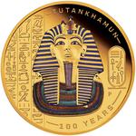 Gold Ounce 2022 Tutankhamun Discovery: Photo Tutankhamun Discovery 100 Year Anniversary 2022 1oz Gold Proof Coloured Coin / thumbnail