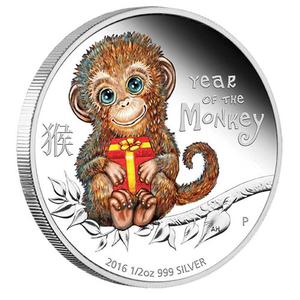 Tuvalu / Silver Half Ounce 2016 Baby Monkey - reverse photo