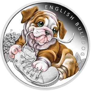 Tuvalu / Silver Half Ounce 2018 Puppies - English Bulldog - obverse photo