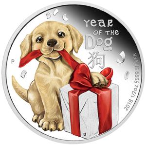 Tuvalu / Silver Half Ounce 2018 Baby Dog - reverse photo