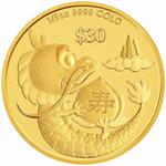 Gold Fifth-Ounce 2012 Year of the Dragon - Longevity: Photo Coin, Tuvalu, Gold Fifth-Ounce 2012 Year of the Dragon - Longevity / thumbnail