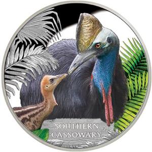 Tuvalu / Silver Ounce 2016 Endangered and Extinct - Southern Cassowary - reverse photo